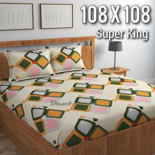 Decent Home Cotton Super King Flat 280 TC Printed Bedsheet
