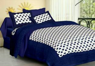 shree sd creation 144 TC Cotton Double Jaipuri Prints Flat Bedsheet