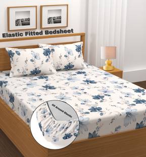 Amrange 210 TC Microfiber King Geometric Fitted (Elastic) Bedsheet