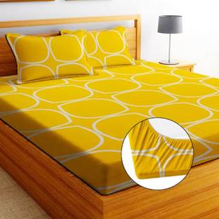 NCS Cotton Queen Fitted (Elastic) 300 TC Floral Bedsheet