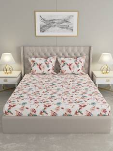 Raymond Home 104 TC Cotton Double Floral Flat Bedsheet