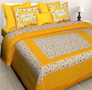Lokesh Creashan Cotton Double Flat 220 TC Jaipuri Prints Bedsheet