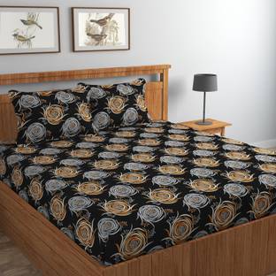 Shivi Creation 170 TC Cotton King Printed Fitted (Elastic) Bedsheet