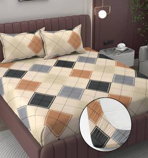 Rumps Cotton, Microfiber King Fitted (Elastic) 350 TC Striped Bedsheet