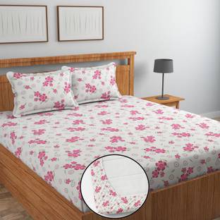 Delight Zone 170 TC Cotton King Printed Fitted (Elastic) Bedsheet
