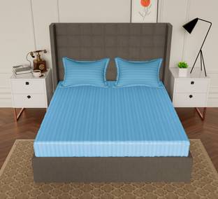 AVI 300 TC Cotton Double Striped Fitted (Elastic) Bedsheet
