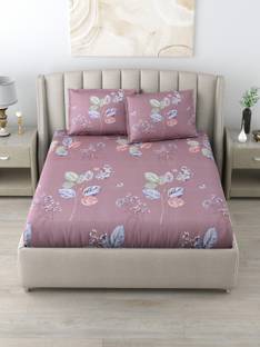 Dream Weaverz 220 TC Cotton Queen Floral Flat Bedsheet