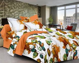 SEJ BY NISHA GUPTA Cotton Double Flat 200 TC Floral Bedsheet