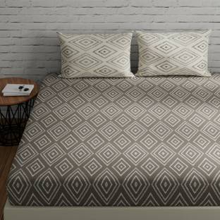 Huesland Cotton Double Flat 144 TC Geometric Bedsheet