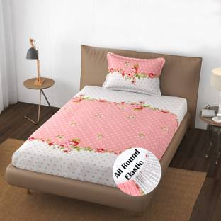 HIDECOR Polycotton Single Fitted (Elastic) 250 TC Printed Bedsheet