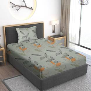 Home Stylish 280 TC Cotton Single Printed Flat Bedsheet