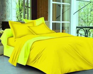 Trance Home Linen Cotton King Flat 200 TC Striped Bedsheet