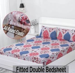 CLOVIS KRAFTS 240 TC Microfiber King Printed Fitted (Elastic) Bedsheet