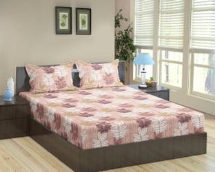 Trance Home Linen Cotton King Fitted (Elastic) 210 TC Striped Bedsheet