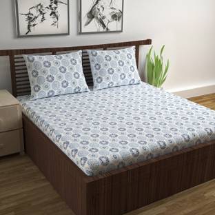 Divine Casa 144 TC Cotton Double Floral Flat Bedsheet