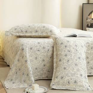 Story@home 300 TC Satin King Floral Flat Bedsheet