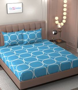 Shivi Creation 170 TC Cotton King Printed Fitted (Elastic) Bedsheet