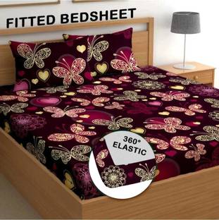 Decent Home 240 TC Cotton Double Floral Fitted (Elastic) Bedsheet