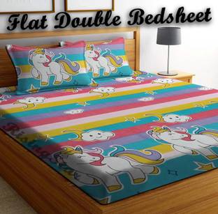 RisingStar 160 TC Cotton Double Printed Flat Bedsheet