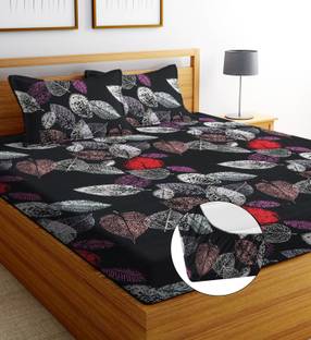 ANIKET 160 TC Cotton Double Printed Fitted (Elastic) Bedsheet