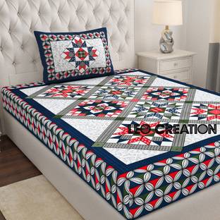 Leo Creation Cotton Single Flat 144 TC Jaipuri Prints Bedsheet