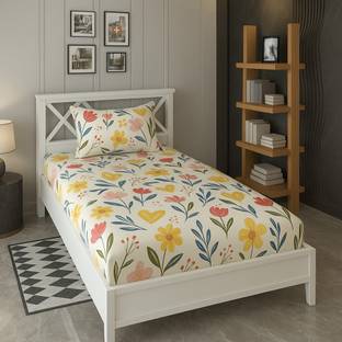 Shivi Creation Cotton Single Flat 170 TC Printed Bedsheet