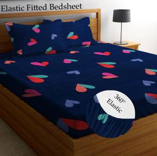 HIYANSHI HOME FURNISHING 220 TC Microfiber King Checkered Fitted (Elastic) Bedsheet