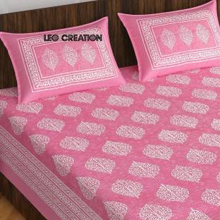 Leo Creation Cotton Double Flat 144 TC Jaipuri Prints Bedsheet