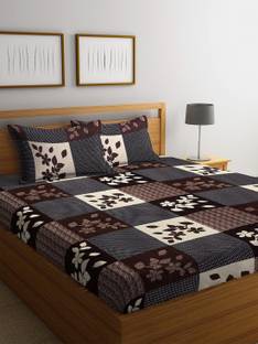 Goodrik 180 TC Microfiber King Self Design Flat Bedsheet