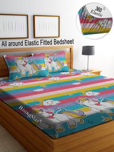 RisingStar Microfiber King Fitted (Elastic) 350 TC Cartoon Bedsheet