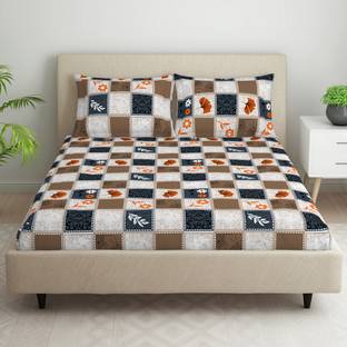 Welspun 105 TC Microfiber Queen Self Design Flat Bedsheet
