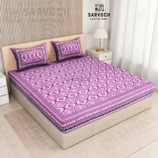 SARVOCH 144 TC Cotton Double Jaipuri Prints Flat Bedsheet