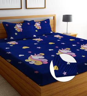 EXFAB Cotton King Fitted (Elastic) 244 TC Cartoon Bedsheet