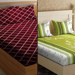 Decent Home 240 TC Microfiber Queen Checkered Flat Bedsheet