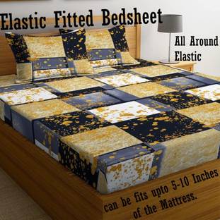 Amrange 210 TC Microfiber King Geometric Fitted (Elastic) Bedsheet