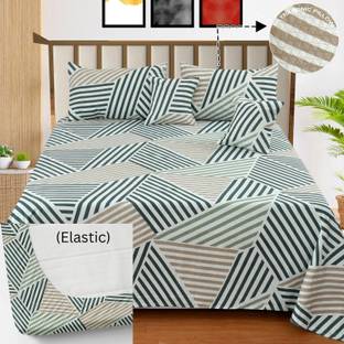 NCS Cotton Double Fitted (Elastic) 300 TC Floral Bedsheet