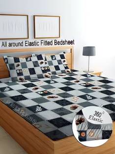 GoodRisk 320 TC Cotton Double Printed Fitted (Elastic) Bedsheet