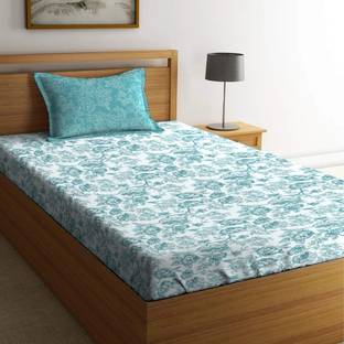 MYTRIDENT 144 TC Cotton Single Geometric Flat Bedsheet
