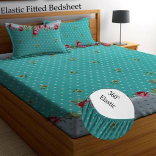 HIYANSHI HOME FURNISHING Microfiber King Fitted (Elastic) 220 TC Floral Bedsheet