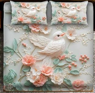 Woolpik Cotton Queen Flat 300 TC 3D Printed Bedsheet