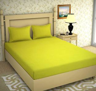 BEVI Microfiber Double Fitted (Elastic) 300 TC Solid Bedsheet