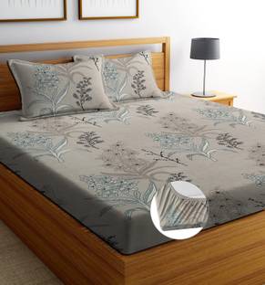 Decorum Cotton Double, King Fitted (Elastic) 160 TC Printed Bedsheet