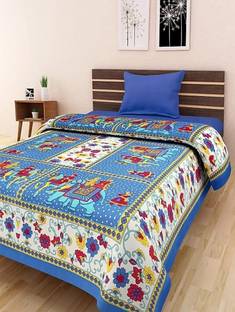 Misha 299 TC Cotton Single Jaipuri Prints Flat Bedsheet