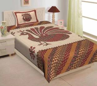 Rajasthani Traditional Cotton Single Flat 300 TC Printed Bedsheet