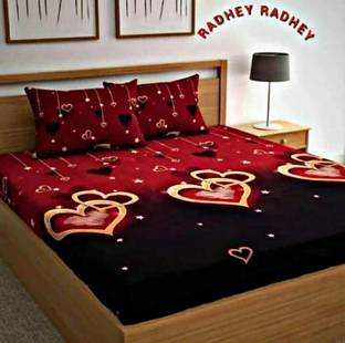 RADHEY JI STORE Polycotton Double Flat 300 TC Printed Bedsheet