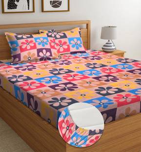 Luxury Trends Cotton King Fitted (Elastic) 220 TC Printed Bedsheet