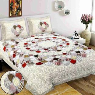 Cosito 144 TC Cotton Double Jaipuri Prints Flat Bedsheet