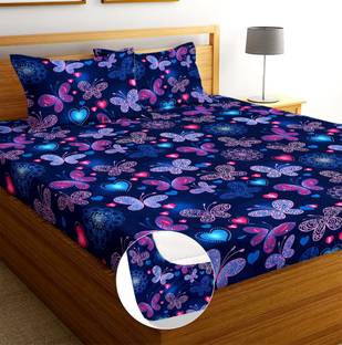 Moonroof Cotton Double Fitted (Elastic) 244 TC Printed Bedsheet