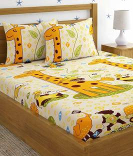 Rumps 220 TC Microfiber King Floral Fitted (Elastic) Bedsheet