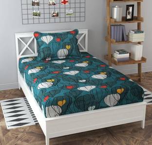 BeddingZone 144 TC Cotton Single Geometric Flat Bedsheet